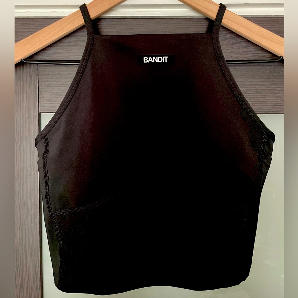 Bandit Running Women’s Stamina Pocket Nova Crop Top Tank Black Sz Small